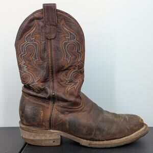 Double-H Steel Toe Cowboy Work Boots Mens 9.5D Brown Leather USA Made Distressed